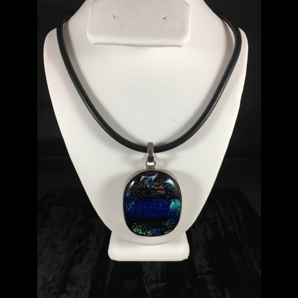 Sterling Silver Dichroic glass necklace